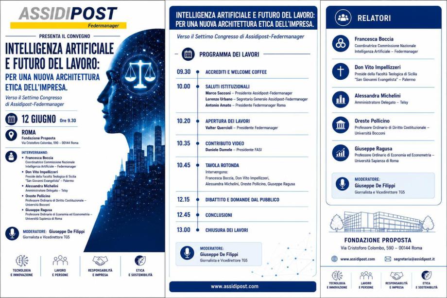 Programma del convegno Intelligenza artificiale e futuro del lavoro, 12 giugno 2026