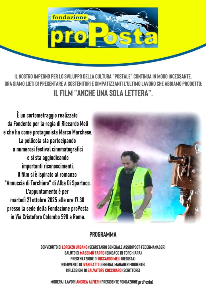 Locandina della presentazione del cortometraggio «Anche una sola lettera»